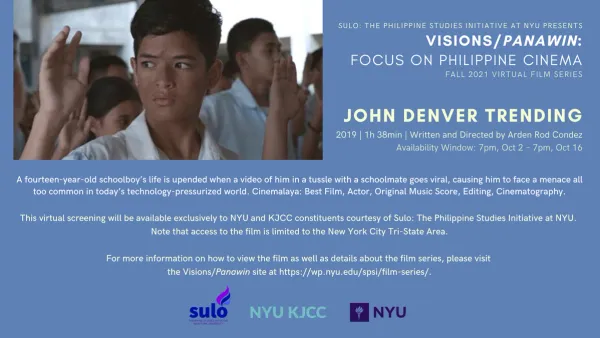 image from FILM SERIES: VISIONS/PANAWIN - FOCUS ON PHILIPPINE CINEMA | FILM: JOHN DENVER TRENDING (2019, 1h 38min)